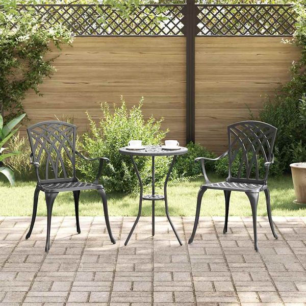 vidaXL Záhradná stolička 2 pcs Čierna 53 x 51 x 88,5cm Hliník