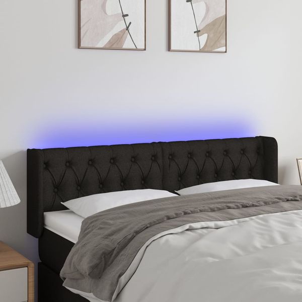 vidaXL Čelo postele s LED čierne 163x16x78/88 cm látka