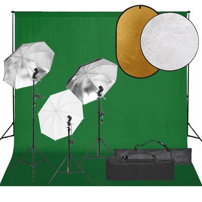vidaXL Fotografické vybavenie s osvetlením, pozadím a reflektorom